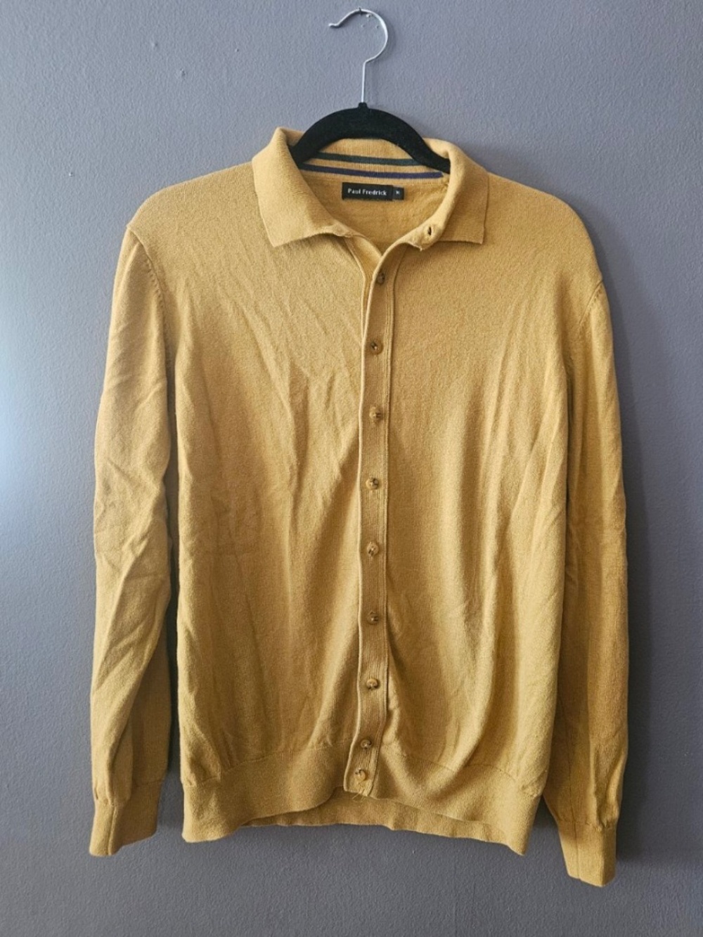Paul Frederick M Silk Cashmere Cotton Knit Cardigan (Mustard)